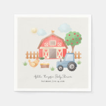 Söt akvarell lada gårdsdjur baby shower