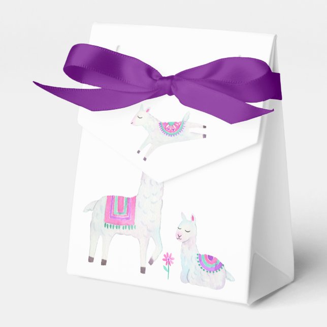 Söt akvarell lama tema baby shower presentaskar (Framsidan Sidan)