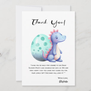 Söt akvarell liten dinosaurie baby shower  tack kort