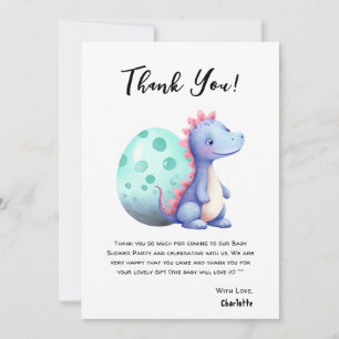 Söt akvarell liten dinosaurie baby shower tack kort