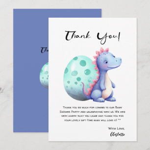 Söt akvarell liten dinosaurie baby shower tack kort