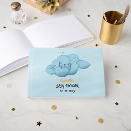Söt akvarell-moln Baby Pojke Shower Gästböcker