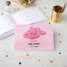 Söt akvarell-moln Bebis-flicka Shower Gästbok