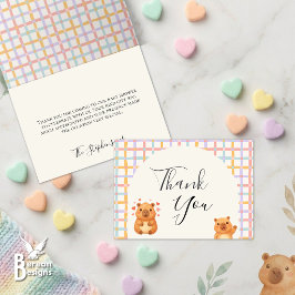 Söt akvarell mössa Capy Capybara Baby Shower Tack Kort