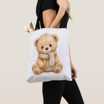 Söt akvarell Nallebjörn Canvas Shoppingväska