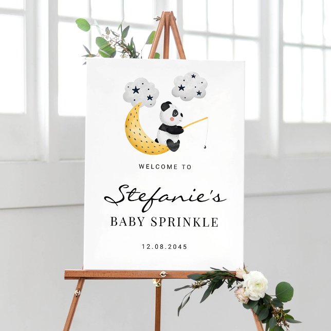 Söt akvarell Panda Baby Sprinkle Välkomstskylt Poster (Skapare uppladdad)