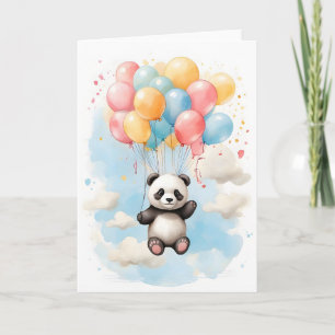 Söt akvarell Panda Björn Stora Ballonger Blank Kort