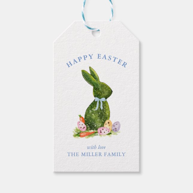 Söt akvarell påskharen  presentetikett (Framsidan)