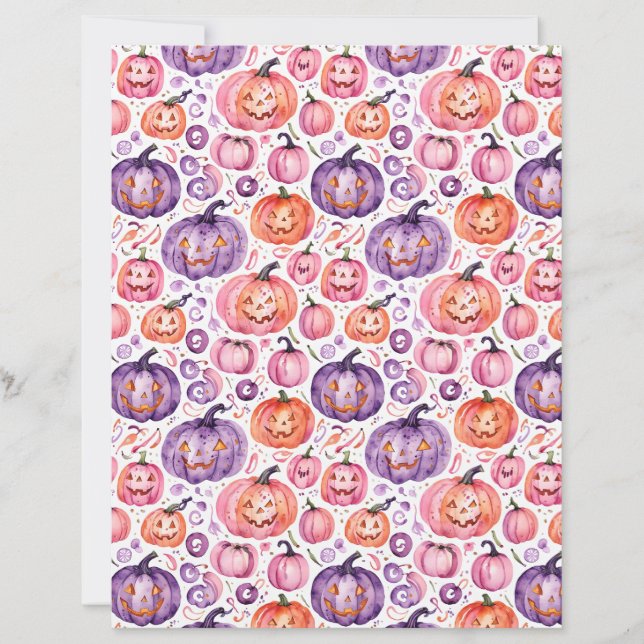 Söt akvarell pastell Halloween-pumpa papper (Framsida)