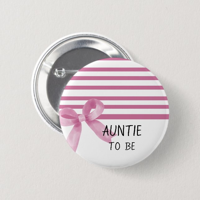 Söt akvarell rosa rosett baby shower Blivande fast Knapp (Framsida & baksida)
