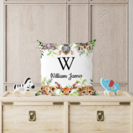 Söt akvarell Safari Djur Bebis Rum Kudde