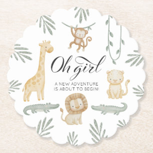 Söt akvarell Safari Jungle Oh Girl Baby Shower  Underlägg Papper