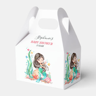 Söt akvarell-siren under havet baby shower presentaskar
