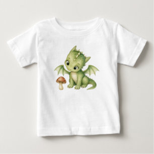 Söt akvarell skogs bebis drak barn t shirt