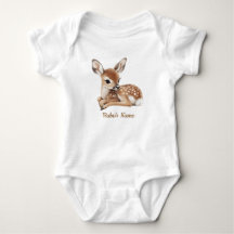 Söt akvarell skogs hjort baby bodysuit