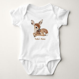 Söt akvarell skogs hjort baby bodysuit t shirt