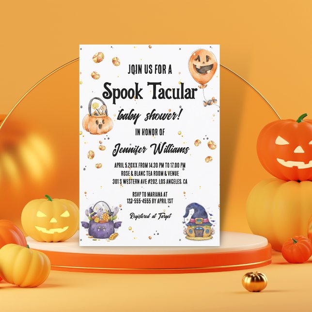 Söt akvarell Spooktacular Halloween-bebis-fest Inbjudningar (Skapare uppladdad)