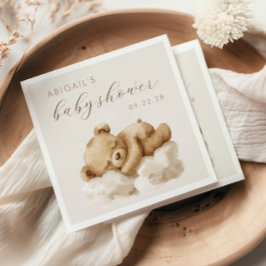 Söt akvarell Teddybjörn Baby Shower Pappersservett