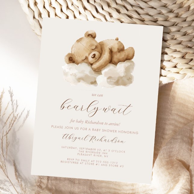 Söt akvarell Teddybjörn Neutral Bebis Shower Vykort (Skapare uppladdad)