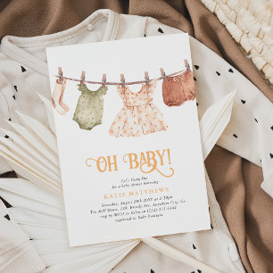 Söt akvarell Tjej Baby Shower Inbjudningar