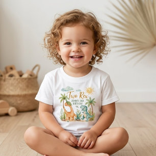 Söt akvarell Två Rex Dinosaurie 2-års födelsedag T Shirt