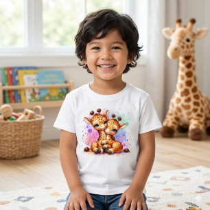 Söt akvarell-tvilling-giraffer som kramar småbarn t shirt