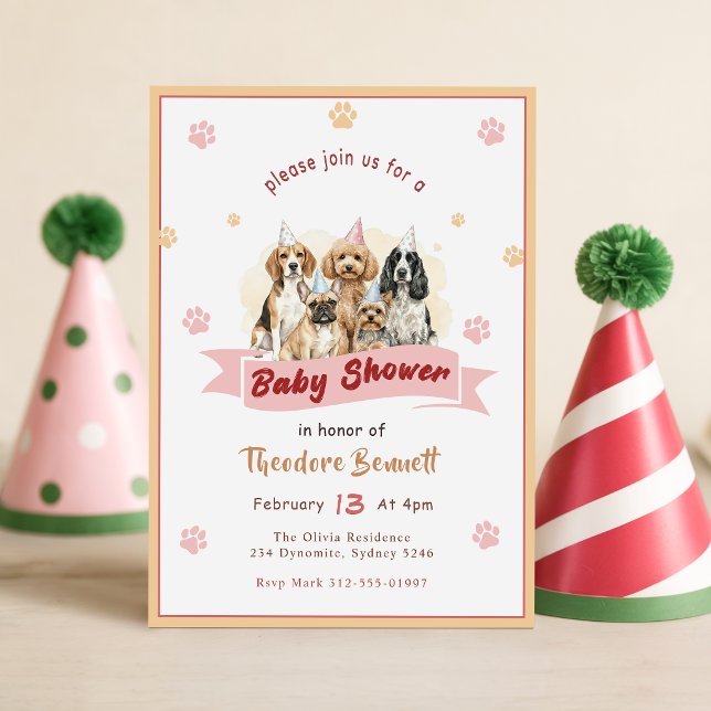 Söt akvarell valp baby shower inbjudningar (Skapare uppladdad)