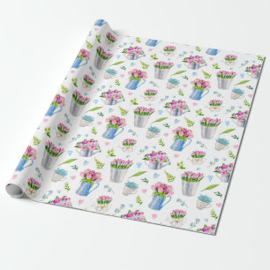 Söt akvarell vårblommamönster Glad påsk Presentpapper
