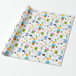 Söt akvarell vårblommamönster Glad påsk Presentpapper