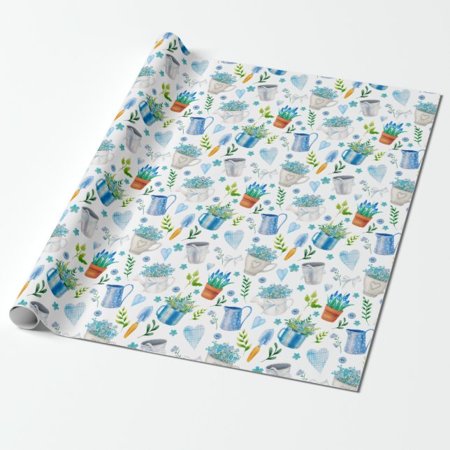 Söt akvarell vårblommamönster Glad påsk Presentpapper (Utrullad)