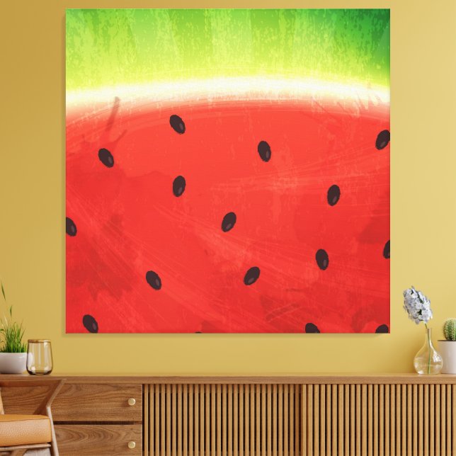 Söt akvarell-vattenmelon jättekul skiva canvastryck (Insitu (Vardagsrum))