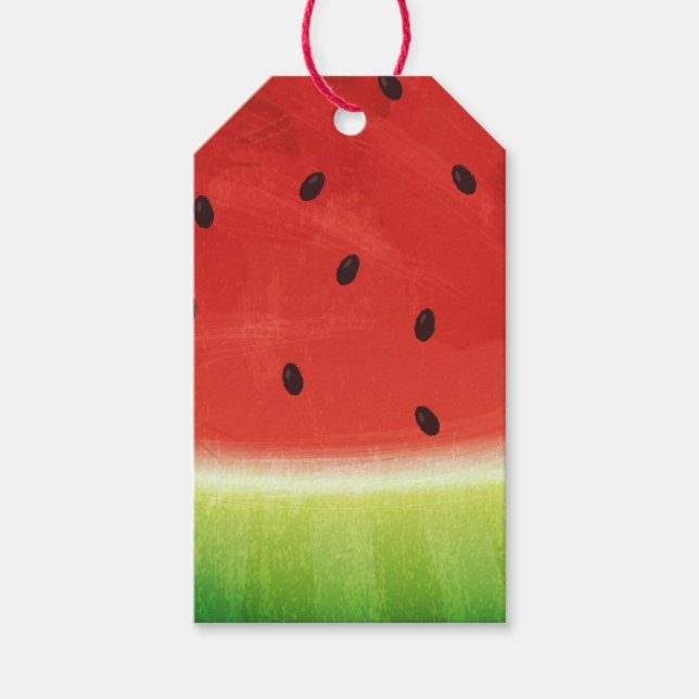 Söt akvarell-vattenmelon jättekul skiva presentetikett (Framsidan)