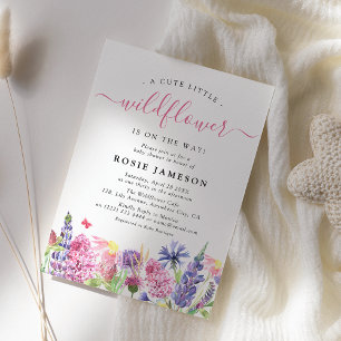 Söt akvarell vildblomma baby shower inbjudningar