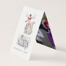 Söt akvarell Vinterräv jul foto Kort