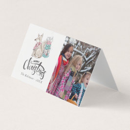 Söt akvarell Vinterräv julfotografi Kort