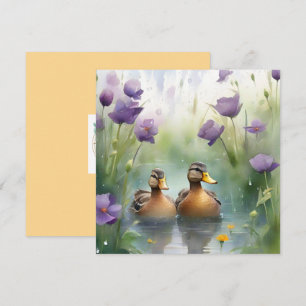 Söt akvarelland med vilda blommor tom kort