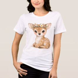 Söt akvarellbabyhjort skogsland fawn t shirt