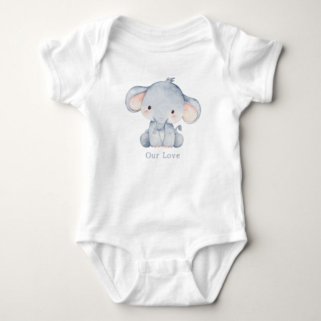 Söt akvarellbebis elefant och namn t shirt (Framsida)