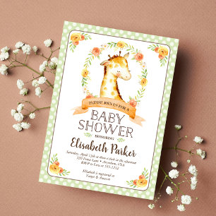Söt akvarellbebis Giraff Baby Shower Inbjudningar