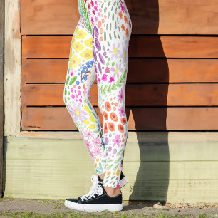 Söt akvarellblomma blommande vår anpassat namn leggings