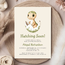 Söt akvarelldinosaur utkläcks snart - Baby Shower