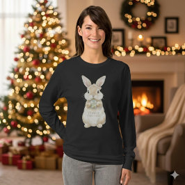 Söt akvarellkanin God Jul T-Shirt