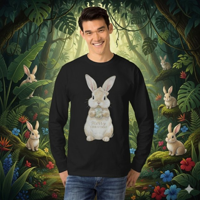 Söt akvarellkanin God Jul T-shirt (Skapare uppladdad)
