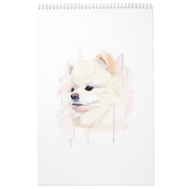 Söt akvarellmålning av pomeranianhund kalender (Omslag)