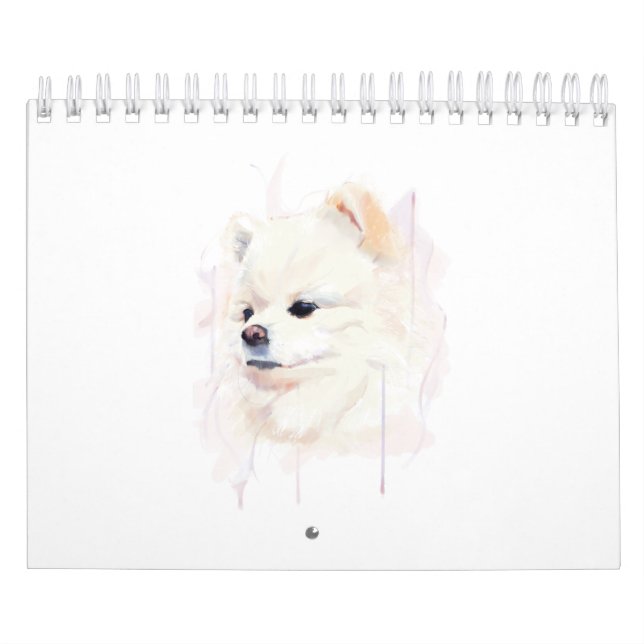 Söt akvarellmålning av pomeranianhund kalender (Omslag)