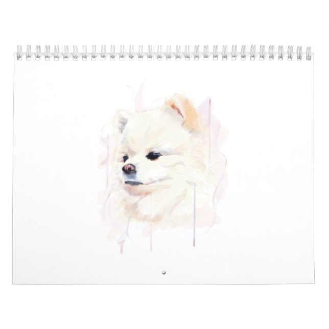 Söt akvarellmålning av pomeranianhund kalender (Omslag)