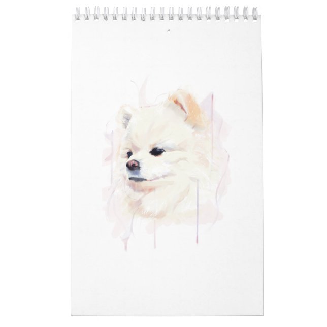Söt akvarellmålning av pomeranianhund kalender (Omslag)
