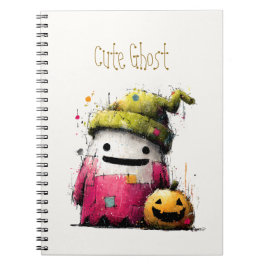 Söt akvarellpatchwork-spök Halloween Anteckningsbok