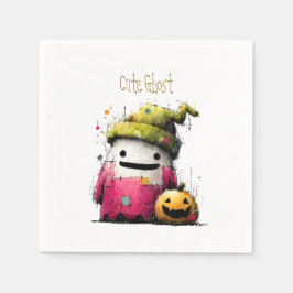 Söt akvarellpatchwork-spökhalloween pappersservett
