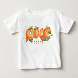 Söt akvarellpumpa 1-års födelsedag Höstpumpa T Shirt